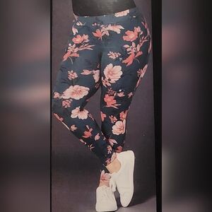 Nwt Sz 2x Torrid Celine Full Length Floral Print Teal Premium Leggings